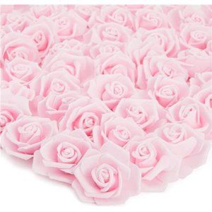 100 Pack Light Pink Artificial Flowers Bulk Stemless Fake Foam Roses for Wedding